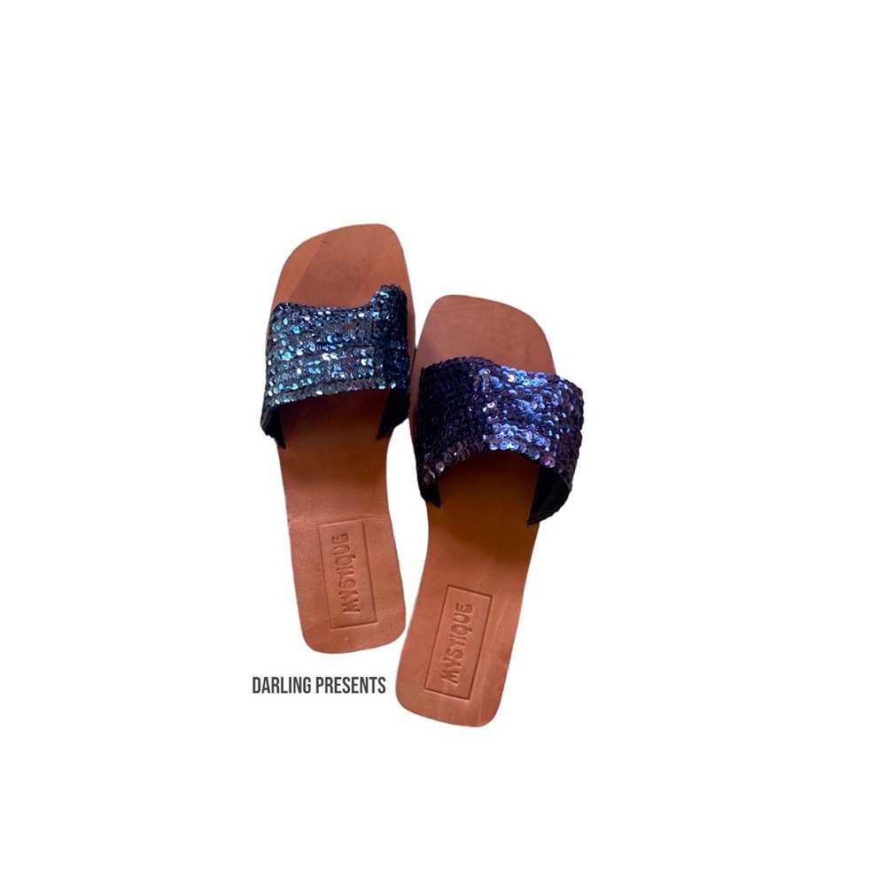 Mystique Sequin Sandals Women Color Black Size 8